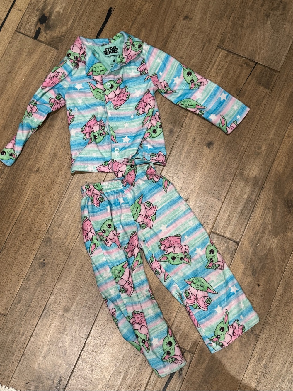 Star Wars Baby Yoda Kids Pink & Green Character Pajama Set - Two-Piece Sleepwear - Picture 5 of 5